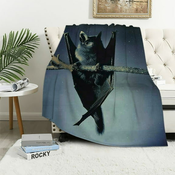 BCIIG Black Bat Sherpa Blanket Animal Print Throw Blanket Super Soft Fuzzy Blanket Thick Warm Fleece Blankets for Couch Bed 40x50in
