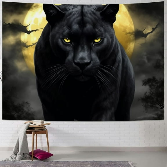 BCIIG Black Panther Moon Gothic Tapestry Wall Hanging Unique Style for Home Decor - Graphic Tapestries for Living Room Bedroom Apartment Farmhouse Dorm 40x30inch