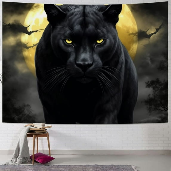 BCIIG Black Panther Moon Gothic Tapestry Wall Hanging Unique Style for Home Decor - Graphic Tapestries for Living Room Bedroom Apartment Farmhouse Dorm 60x50inch