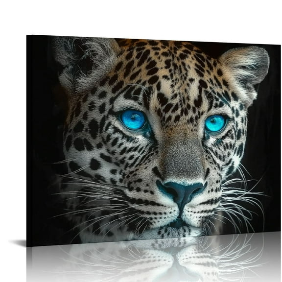 BCIIG Black and White Animals Pictures Wall Art Decor for Bathroom Leopard Lion Wolf Head with Blue Eyes Paintings Canvas Prints Wildlife Artwork Modern Home Office Decor  20x16in