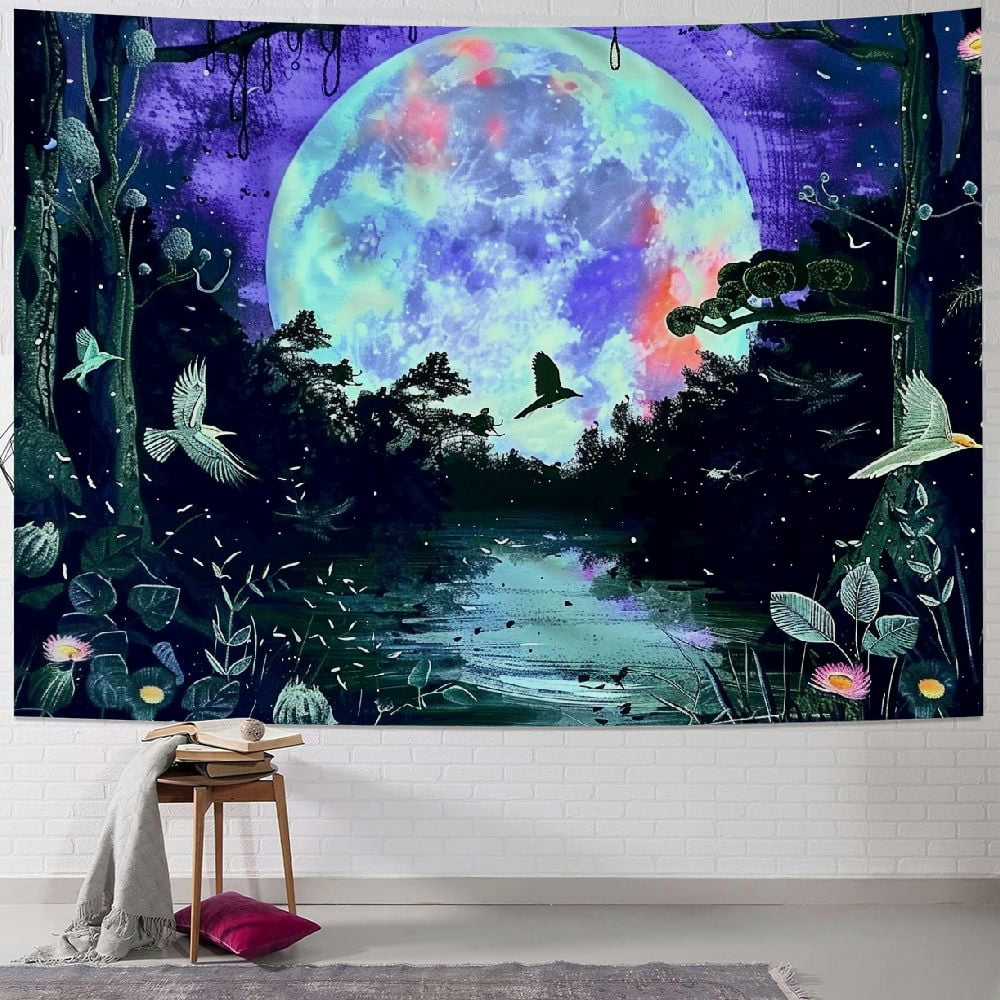 BCIIG Blacklight Fantasy Forest Tapestry for Bedroom Aesthetic Hippie ...