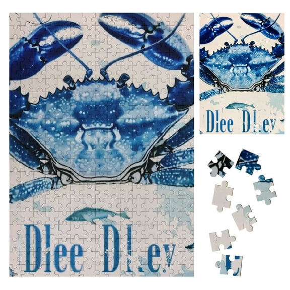 BCIIG Blue Crab Wooden Jigsaw Puzzle Vertical Version Impossible Wooden Puzzles Wooden Gift for Family Friends 300PCS