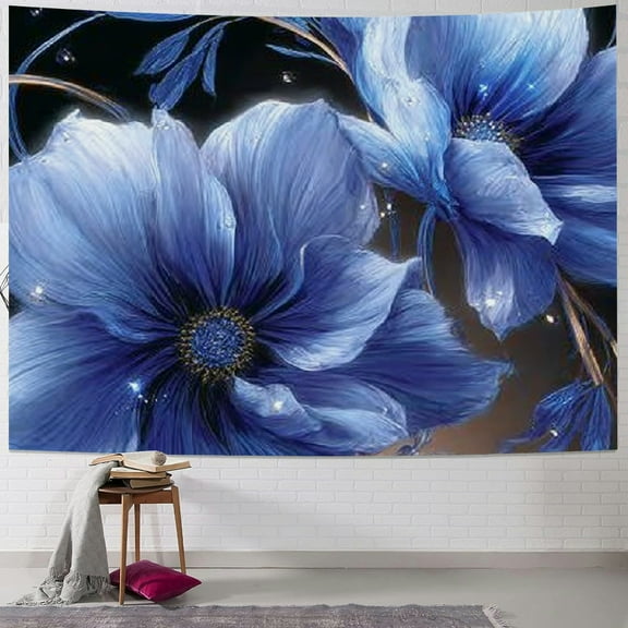 BCIIG Blue Flowers Tapestry Wall Hanging Unique Style Home Decor 40x30inch