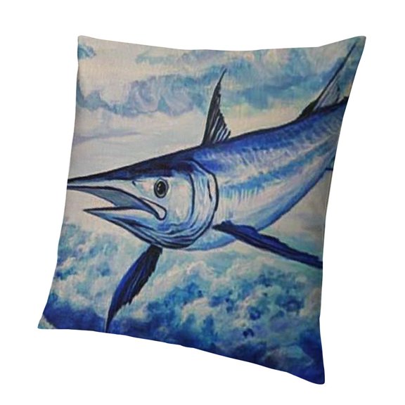 BCIIG Blue Marlin Fish Short Plush Pillowcase for Home Furnishing, Soft and Fluffy, Anti-Wrinkle, Anti-Shrink 18x18in