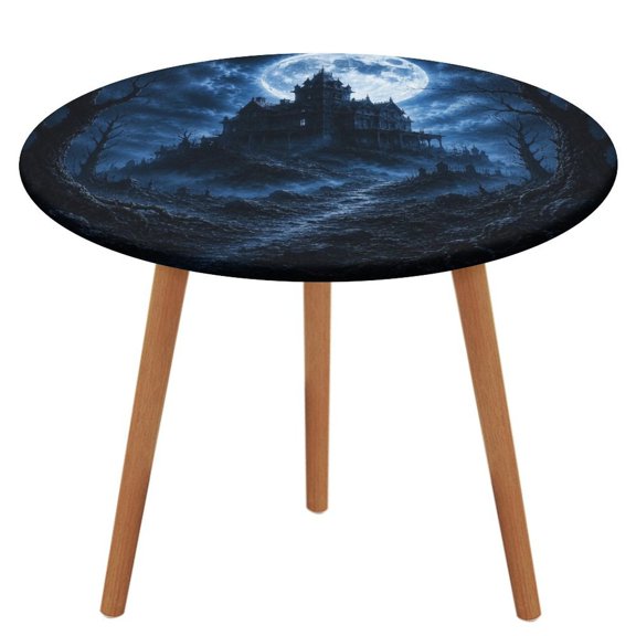 BCIIG Blue Moon Haunted Hill Mansion Table Cloth, Waterproof Oil-Proof, Wipeable Spill-Proof Table Cover for Dining Table, Heavy Duty Durable Tablecloth for Kitchen, Party, Picnic, Home Decor,