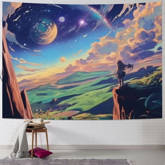 BCIIG Blue Planet Tapestry of Life Hanging Psychedelic Chicken Flower Planet Buddha Statue Tapestries Twin Bedspread Picnic Sheet Blanket Wall Art Hippie Bedroom Décor 40x60inch