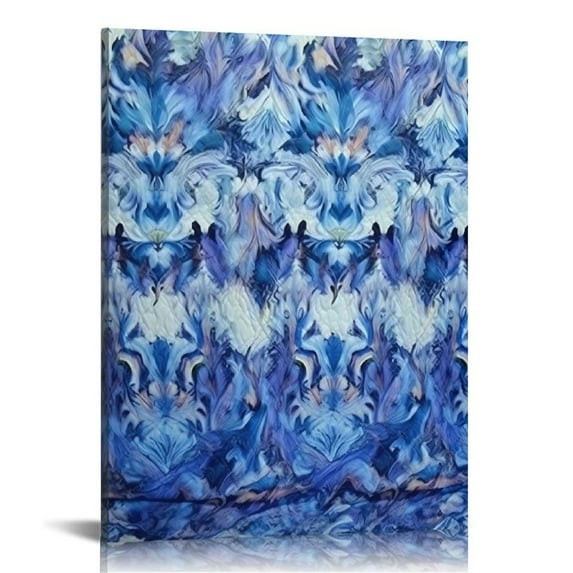 BCIIG Blue and White Pattern Fine Art Aesthetic Poster & Print Wall Painting for Living Room Bedroom Home Office Wall Decor, Canvas Art Painting Ready to Hang 12x16 in