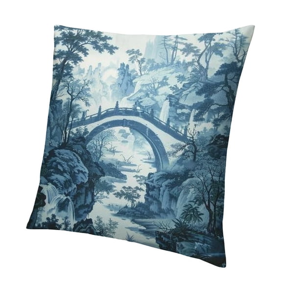 BCIIG Blue Willow Chinoiserie Porcelain Inspiration Decorative Throw Pillow Covers   Farmhouse Cushion Cover Plush Pillow Case for Couch Sofa Bed Outdoor Home Decor 20x20in