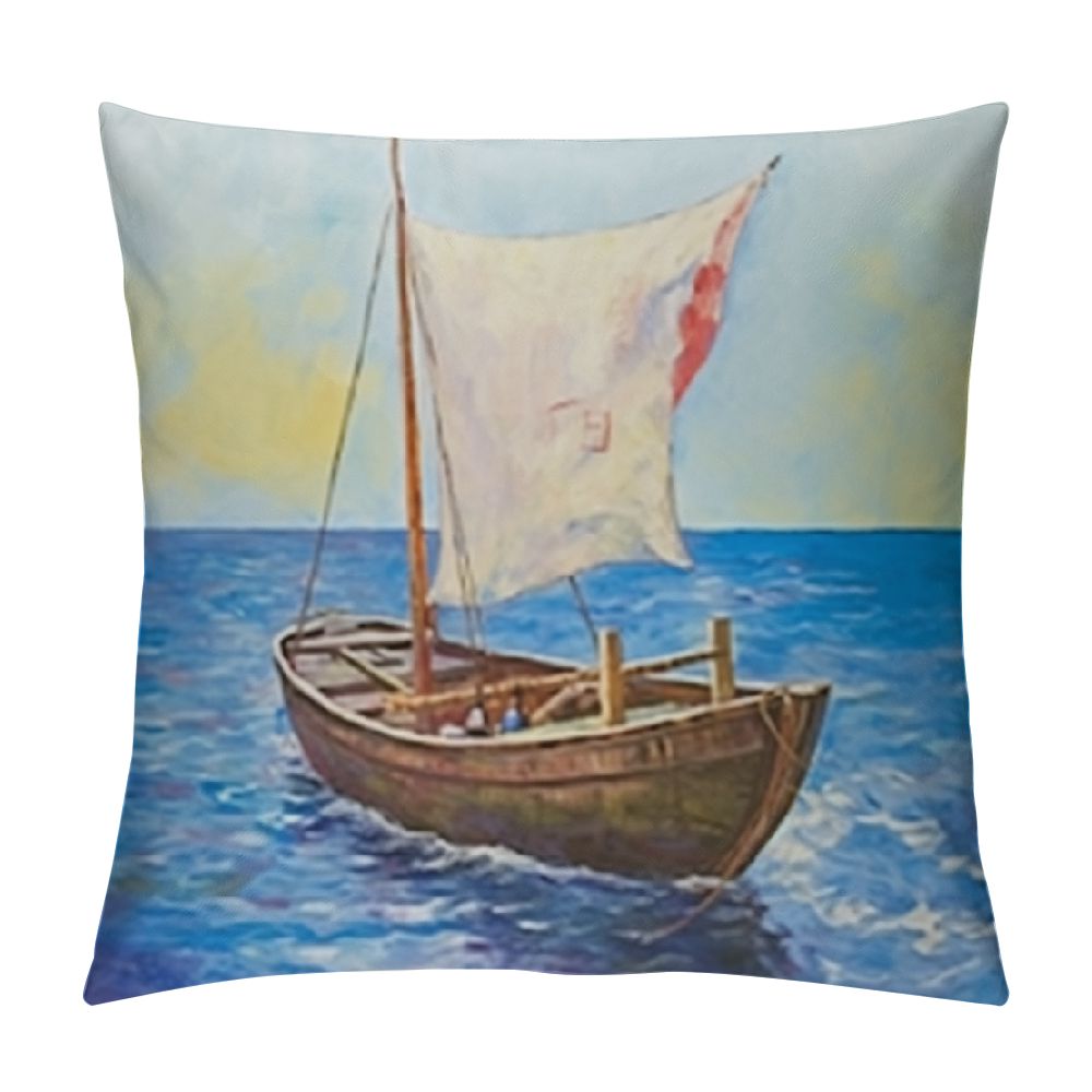 BCIIG Boat Ocean Flag Graphic Decorative Throw Pillow Cover for Home