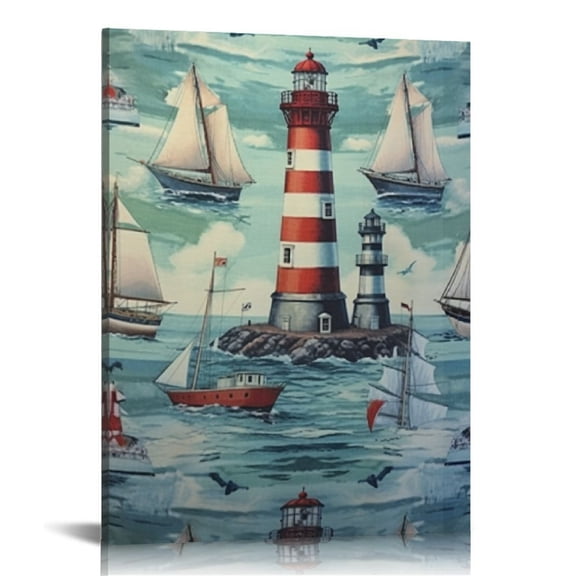 BCIIG Boats Lighthouses Fine Art Aesthetic Poster & Print Wall Painting for Home Office Decor Canvas Print Living Room Bedroom Wall Art 16x20 in