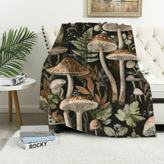 BCIIG Boho Mushroom   Blanket Autumn Mushrooms Lightweight Throw Blanket for Couch Bed Room Decor Fuzzy Super Soft Blankets for Kids Adults Women   40x50in