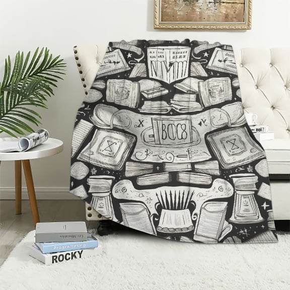 BCIIG Book Lovers Gift Blanket, Soft Warm Reading Plush Flannel Throw Blanket for Friends Teen Girls Boys Women Valentines Day Birthday Graduation Gift, for Couch Sofa Bedroom 40x50in