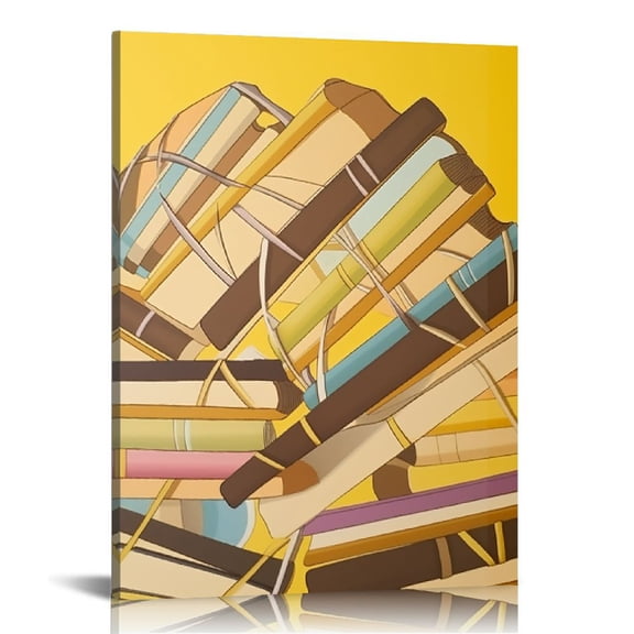 BCIIG Books Ribbon Yellow Fine Art Aesthetic Poster Print Wall Painting for Home Office Decor 16x20 in