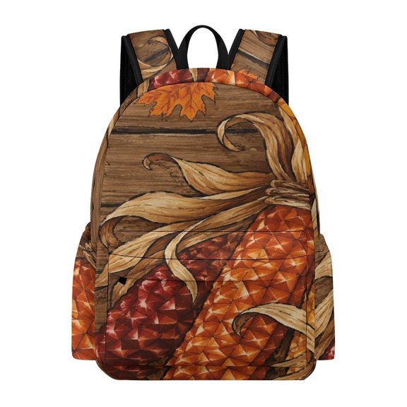 BCIIG Braided Corn Cobs Rustic Wood Autumn Art Printed Oxford Backpack, Large Capacity Laptop Backpack, Water Resistant, Travel Daypack for College Work Commuting Adults,
