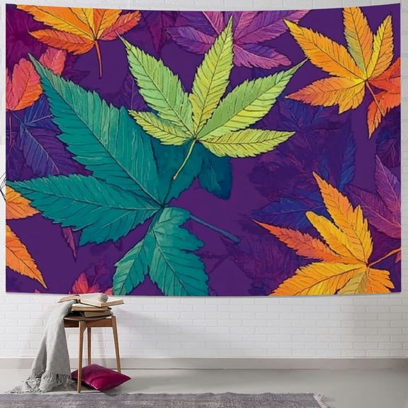 BCIIG Bright Colorful Weed Pattern Print Tapestry Wide Wall Hanging Lightweight Art Tapestry Floral Wall Blanket Vintage Aesthetic Tapestry Soft Mural for Bedroom Dorm Home Wall Art Decor 60x50inch