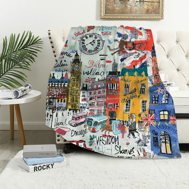 BCIIG British Flag Warm Lightweight Blanket Soft Fleece Throw Blanket