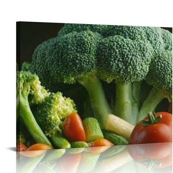 BCIIG Broccoli Tomatoes Vegetables Wall Decor for Bedroom Kitchen Living Room Office Home, Art Print Picture Set 16x12in