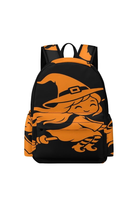 Broom Witch Printed Oxford Backpack, Large Capacity Laptop Backpack, Water Resistant, Travel Daypack for College Work Commuting Adults,