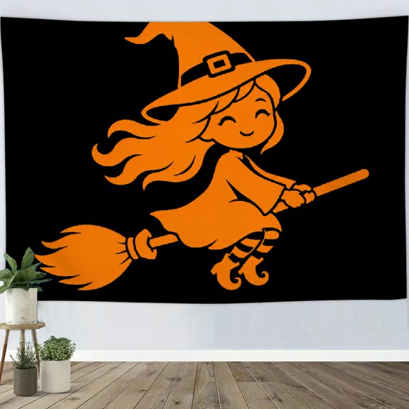 BCIIG Broom Witch  Tapestry Wall Hanging, 100% Polyester  Printed Tapestries for Bedroom Dorm Living Room Office Apartment Home,  Polyester Fabric Wall Hanging Decor .