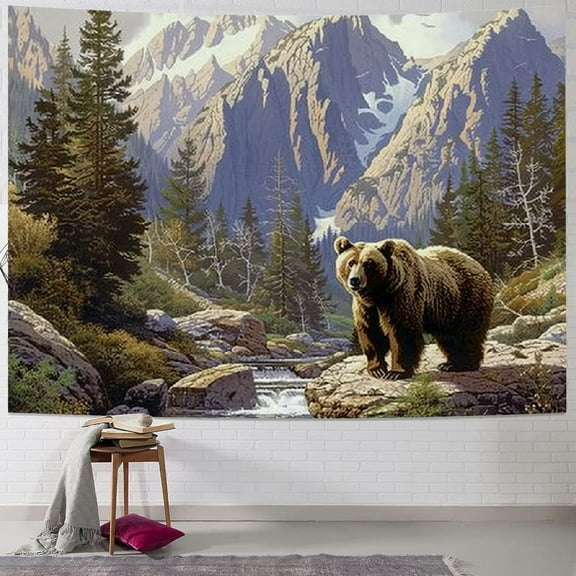 BCIIG Brown Bear in the Forest Wall Tapestry Art Home Decor,Custom Personalized Tapestry Wall Hanging Bedroom Living Room Dorm,