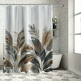 thumbnail image 1 of BCIIG Brown Leaves Shower Curtain, Brown Plants White Shower Curtain Set for Bathroom, Minimalist Fabric Bath Curtain with Hooks, 1 of 6