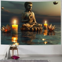 BCIIG Buddha Statue Candles Water Tapestry Wall Hanging Unique Style Art for Home Decor Living Room Bedroom Farmhouse Dorm 40x30inch