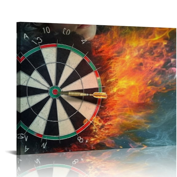 BCIIG Bullseye Fire Wall Decor Canvas Art Print for Home Office, High Resolution Picture, Handmade Quality Framed Artwork, Waterproof, Tear Resistant, Ideal Gift, Easy to Frame 16x12in