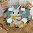 BCIIG Bunny Eggs Easter Round Tablecloth StainResistant and Washable