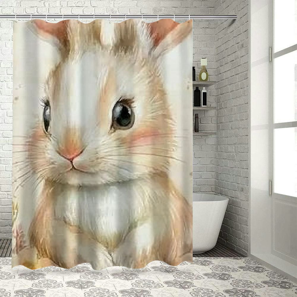 BCIIG Bunny Flowers Bathroom Decoration Set, Colorful Luxury Polyester