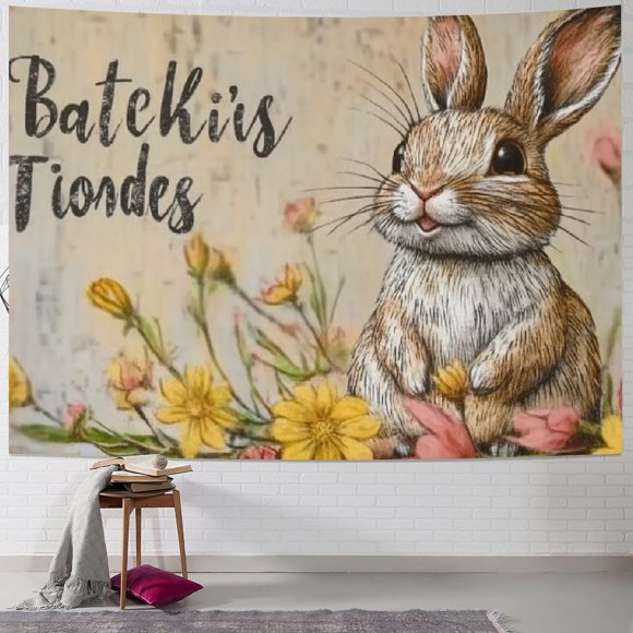 BCIIG Bunny Flowers Beatrix Potter Tapestry Wall Hanging Unique Style for Home Wall Decor Art - Soft Lightweight Fabric with Vivid Colors - 4 Sizes Available 50x40inch