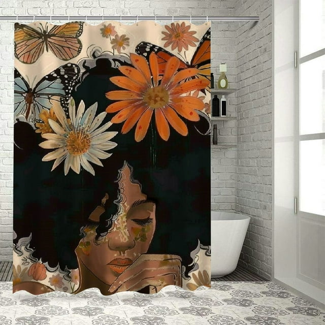 BCIIG Butterflies Flowers Bathroom Decor Set Colorful Luxurious