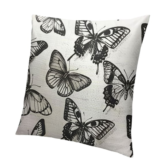 BCIIG Butterflies Throw Pillow Case Vector Black and White Butterflies Pillow Cushion Covers Home Sofa Decorative 20x20in