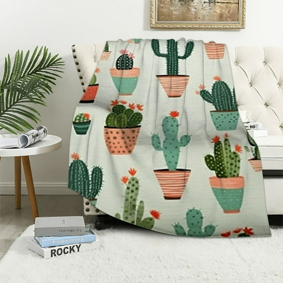 BCIIG Cactus Warm Lightweight Blanket Soft Fleece Blankets Throw Blanket for Living Rooms Sofa Decor All Seasons 40x50in