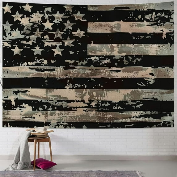 BCIIG Camouflage American Flag Tapestry Wall Art Hanging for Man Guys Boys, Camo Retro Military Grunge Stars Stripes Wall Decor Tapestries, Patriotic Wall Tapestry for Bedroom Living Room Dorm