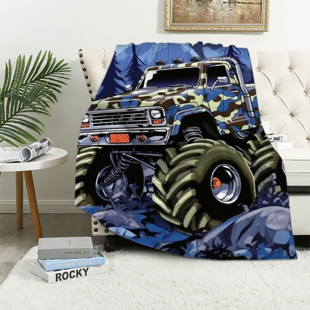 Bigfoot Camping Throw Blanket - Super Soft Flannel Blanket For Sofa Couch Bed Camping Travel - Plush Warm Cozy Bed Quilts Home Decor For All Seasons