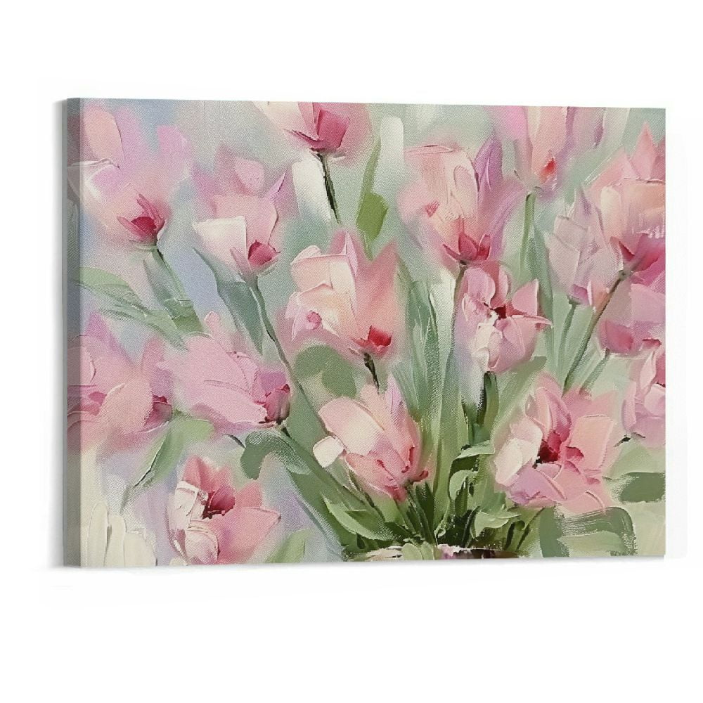 BCIIG Canvas Wall Art Spring. Pink Tulip Flowers Landscape Pictures ...