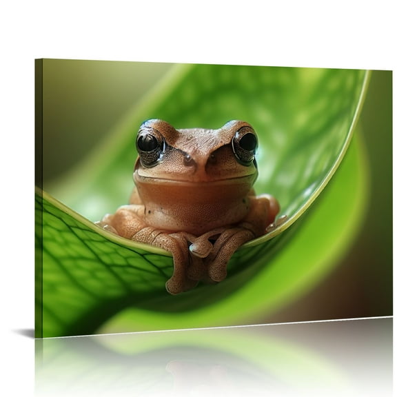 BCIIG Canvas wall art deco small koki frog a leaf hawaiian print picture artwork decoration living room bathroom bedroom decoration