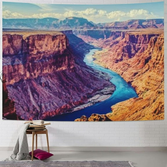 BCIIG Canyon Tapestry, Aerial View of Epic Grand Canyon Activity of River Stream over Rock Plateau Print, Wide Wall Hanging for Bedroom Living Room Dorm, 40x30inch