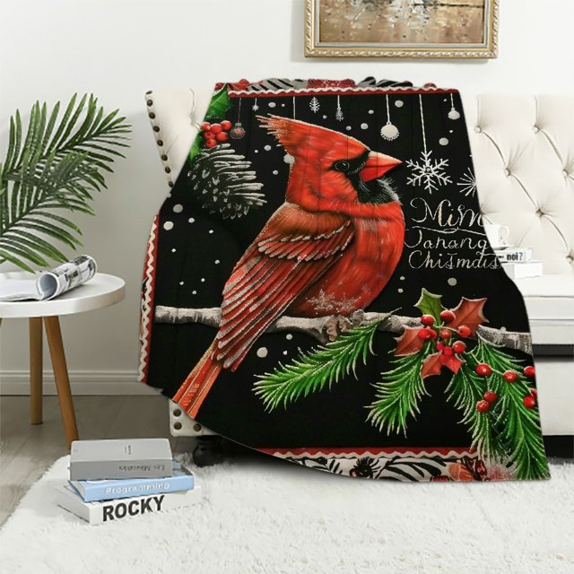 BCIIG Cardinal Bird Blanket Christmas Blanket Cardinal Gifts Christmas Throw Blanket for Kids