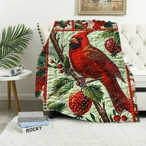 BCIIG Cardinals Blanket Red Birds Throw Blanket Plush Blankets Bedding for Valentine's Day Christmas Day Soft Sofa Decor 40x50in