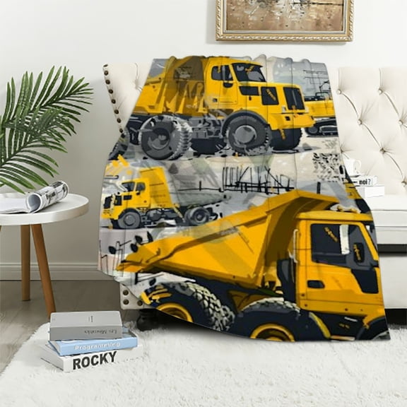 BCIIG Cartoon Car Fleece Throw Blanket Construction Vehicles Sherpa Blanket for Couch Bed Sofa Cartoon Machinery Truck Plush Blanket Construction Site Cars Fuzzy Blanket Throw  40x50in