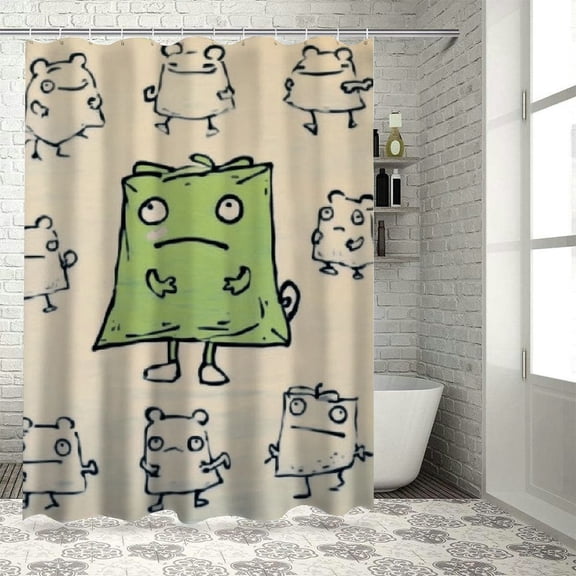 BCIIG Cartoon Character Bathroom Shower Curtain Set with Hooks 60"x72