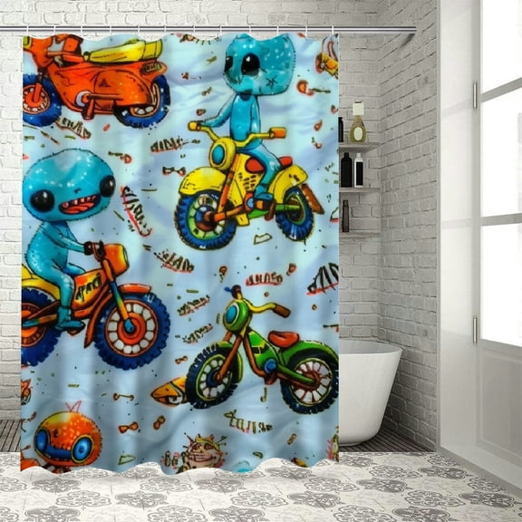 BCIIG Cartoon Characters Chic Modern Bathroom Decor Shower Curtain 100% Polyester Washable with Hooks 36"x72