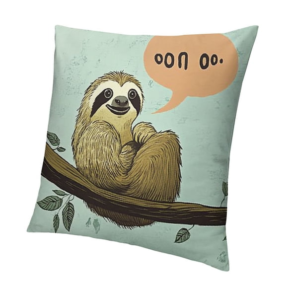 BCIIG Cartoon Sloth On The Tree Throw Pillow Cover Lake Green Cute Funny Animal Star Decorative Pillow Case Home Decor Square 20x20in