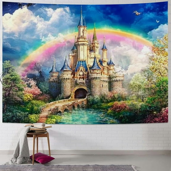 BCIIG Castle Mural Wallpaper for Kids Bedroom Beautiful Fairytale World Nursery Wall Mural (Not Peel n' Stick) 40x30inch