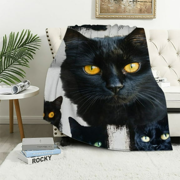 BCIIG Cat Blanket Soft Cozy Black Cat Throw Blanket Gifts for Cat Lovers Stuff Super Plush Warm Men Women   Flannel Gift Blankets for Kids Adults   40x50in
