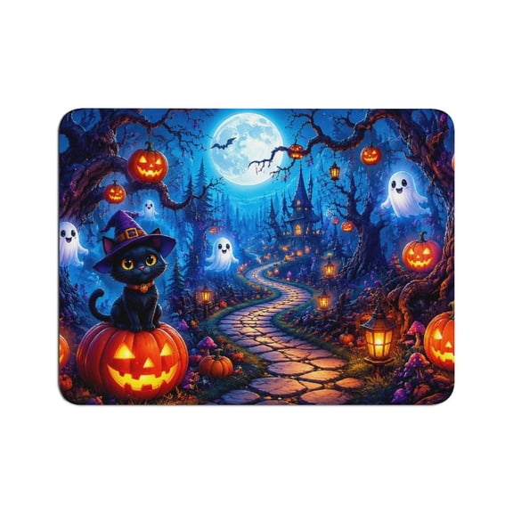 BCIIG Cat Forest Path Mouse Pad, Square Smooth Surface Desk Mat, Stitched Edge for Office, Laptop, Computer, Home,