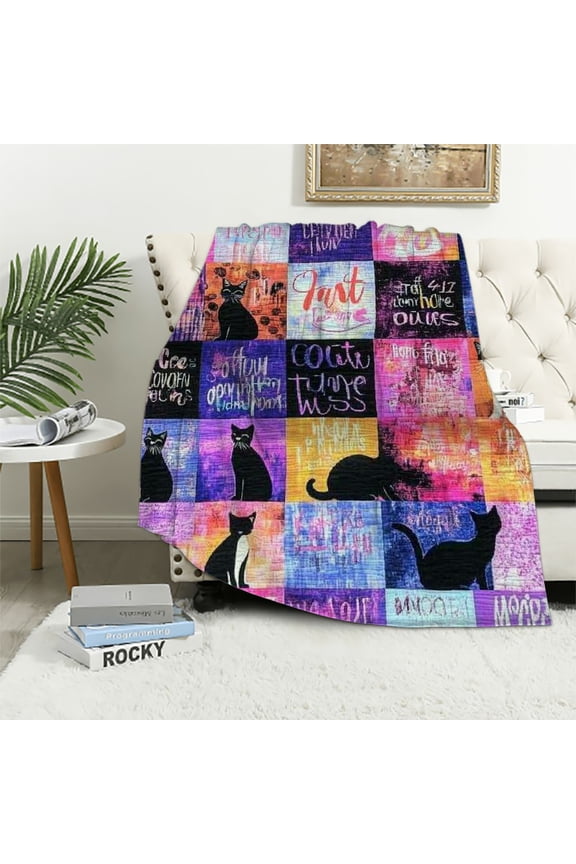 Cat Gifts for Cat Lovers, Funny Cat Gifts, Cat Lovers Gifts for Women, Cat Themed Gifts for Girls, Just a Girl Who Loves Cat Blanket, Crazy Cat Lady Birthday Christmas Throw Blanket 40x50in