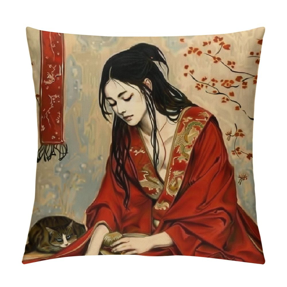 BCIIG Cat Graphic Decorative Throw Pillow Cover for Home Couch Living