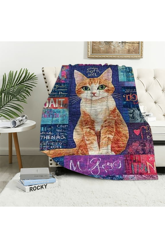 Cat Throw Blanket Cat Gift Girls Women Cat Lover Gifts for Cat Mom/Enthusiasts, Cat Themed Gifts Funny Cat Gifts for Crazy Cat Lady Birthday Gradution Travel 60x80in